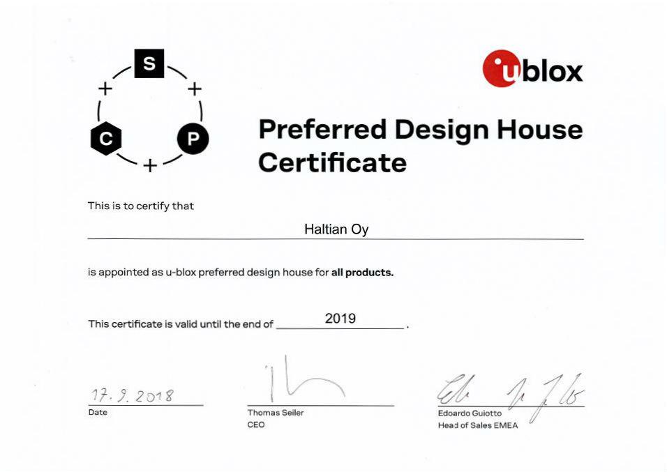 Haltian ublox certificate