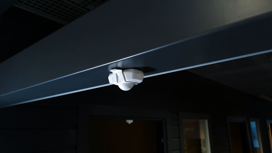 Haltian workplace occupancy sensors installed on a ceiling for utilization monitoring