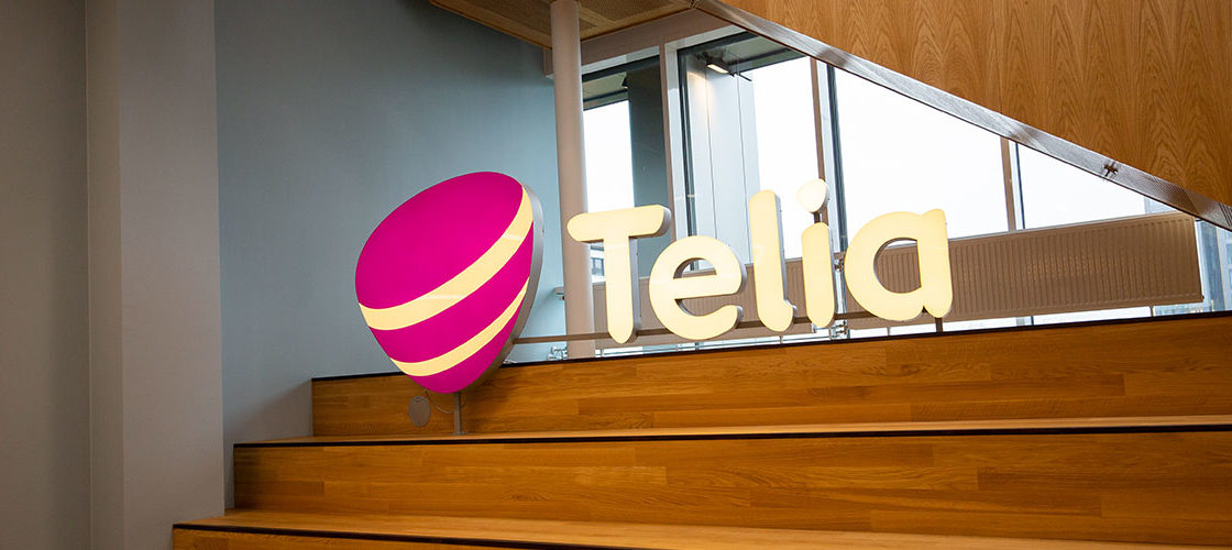 Telia logo at their office