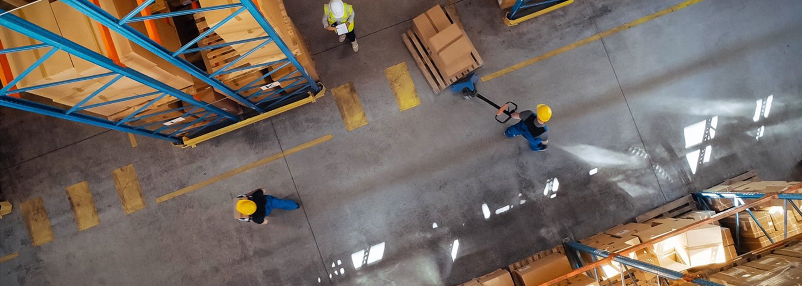 Large, busy warehouse from above