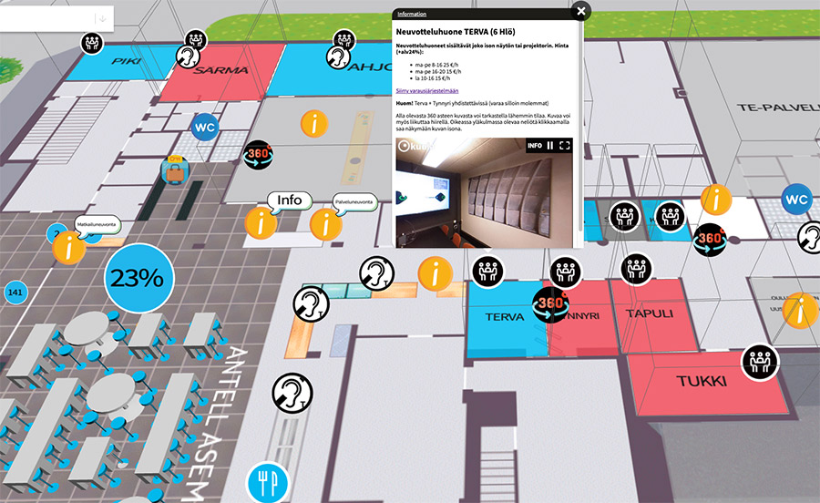 Empathic Building digital twin showing room information