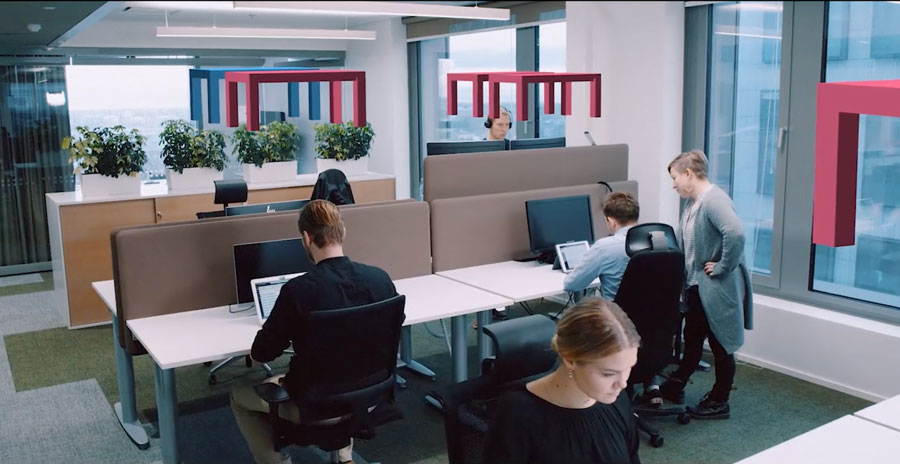 Office desk with people in them and animated desk occupancy shown