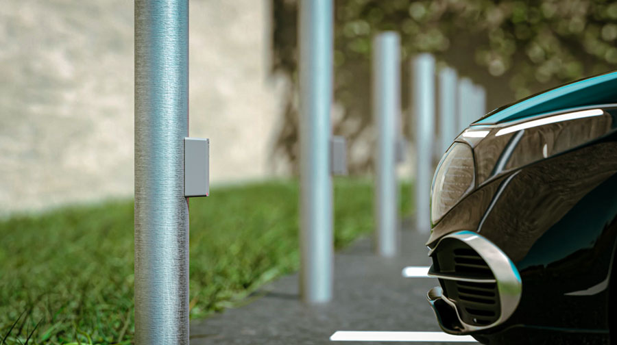 Haltian radar vehicle occupancy sensor device installed on a parking lot