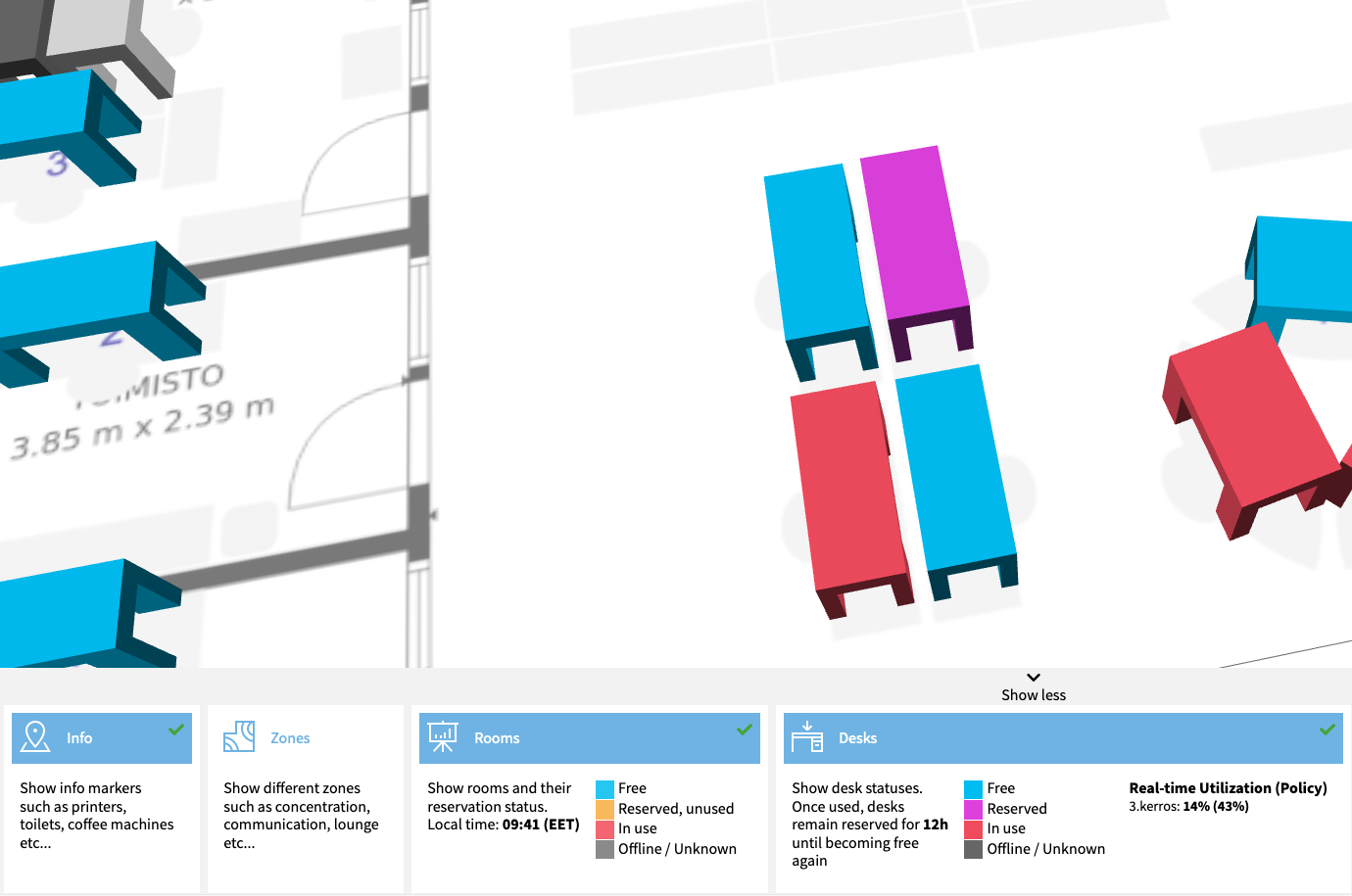 Hot desking on digital twin for empathic building smart office solution