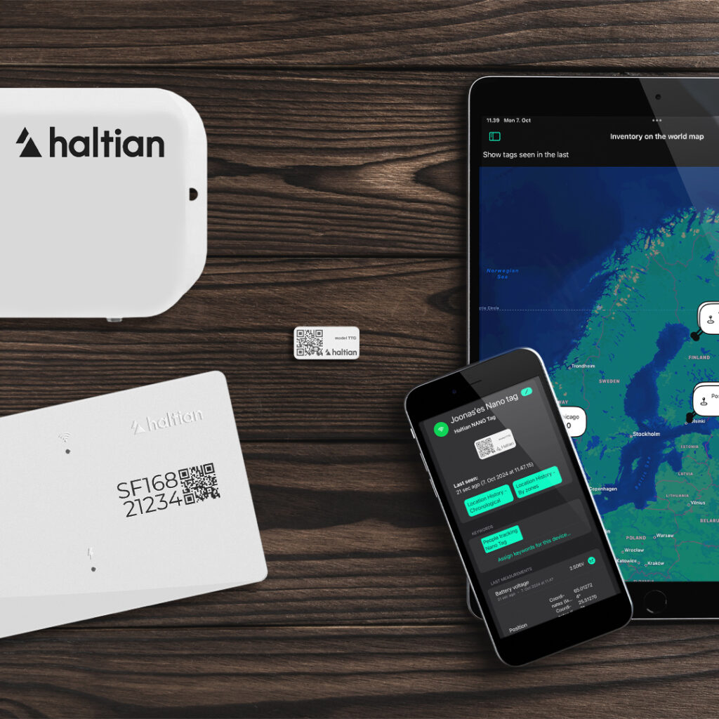 Haltian Inventory Tracking Solution on a table