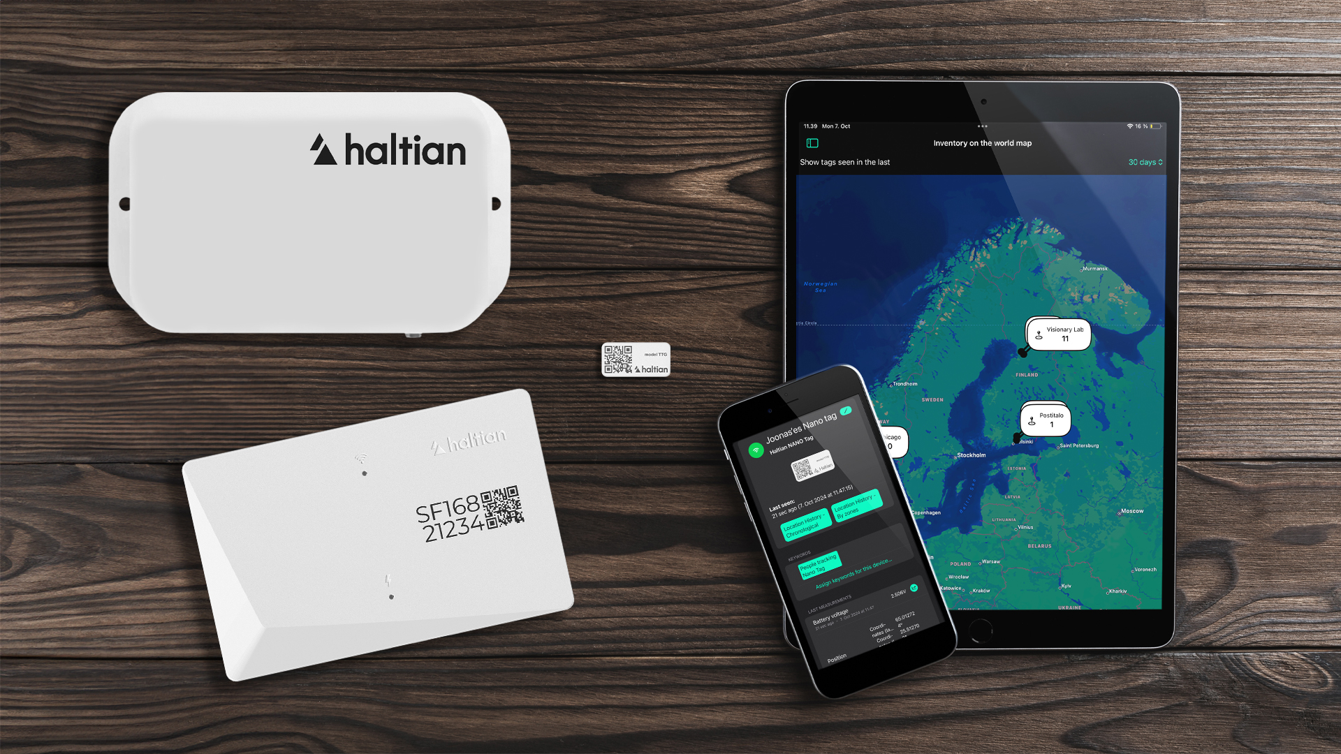 Haltian Inventory Tracking Solution on a table