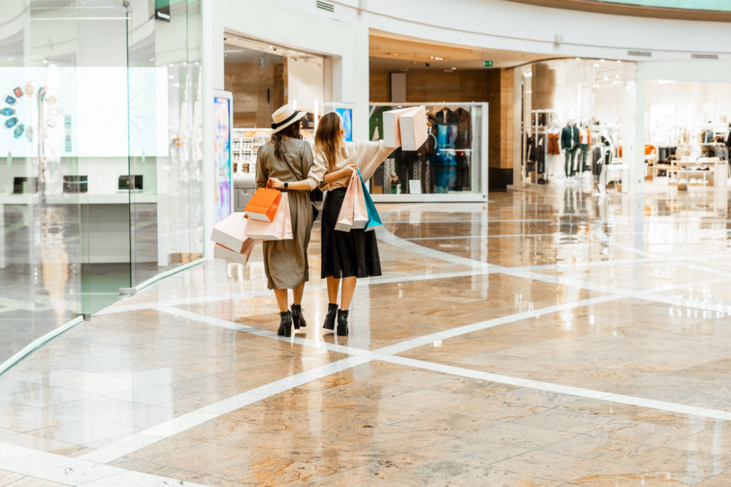 women in a shopping mall