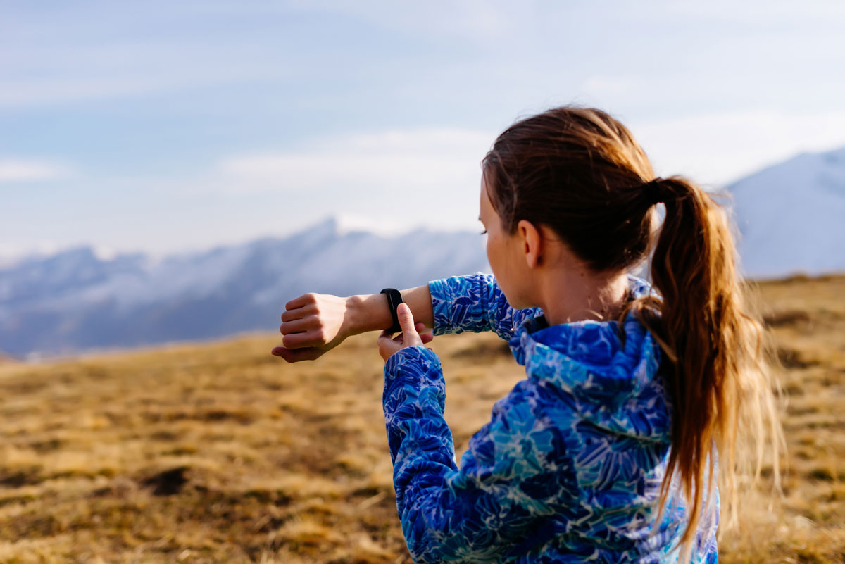 woman wearing a smart wearable device