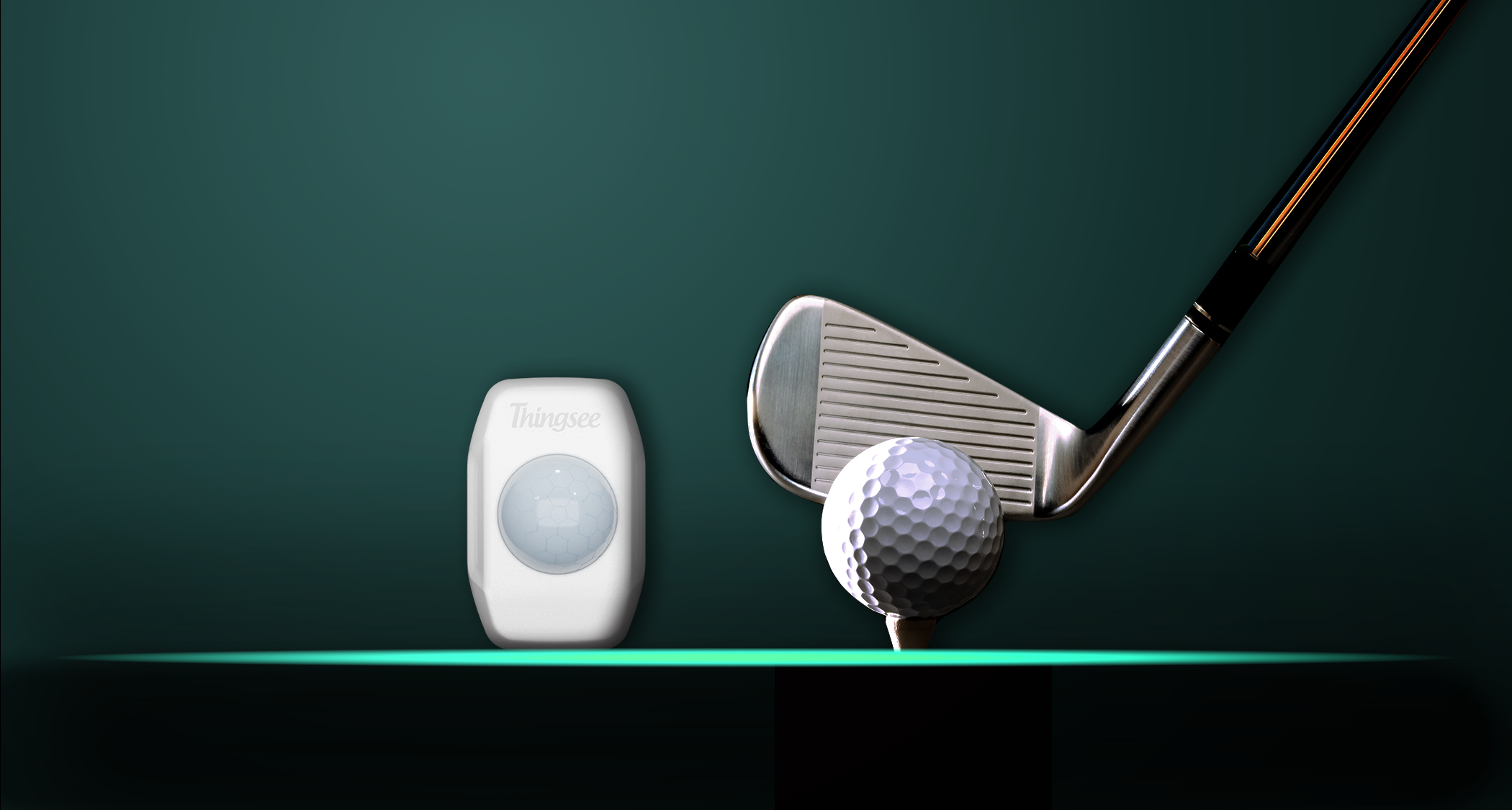 Thingsee Presence for occupancy analytics, next to a golf ball