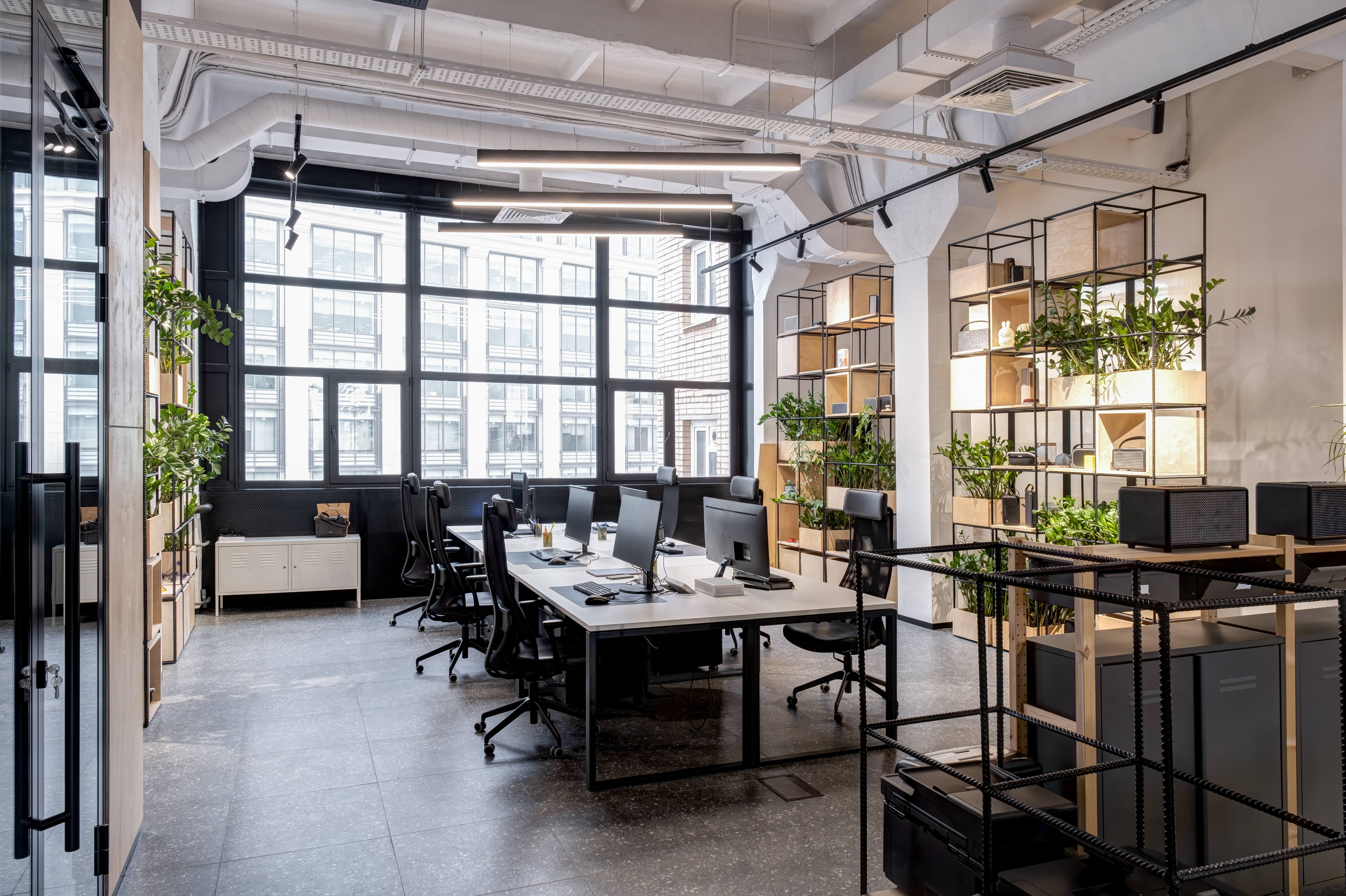 Interior of modern loft office with panoramic windows